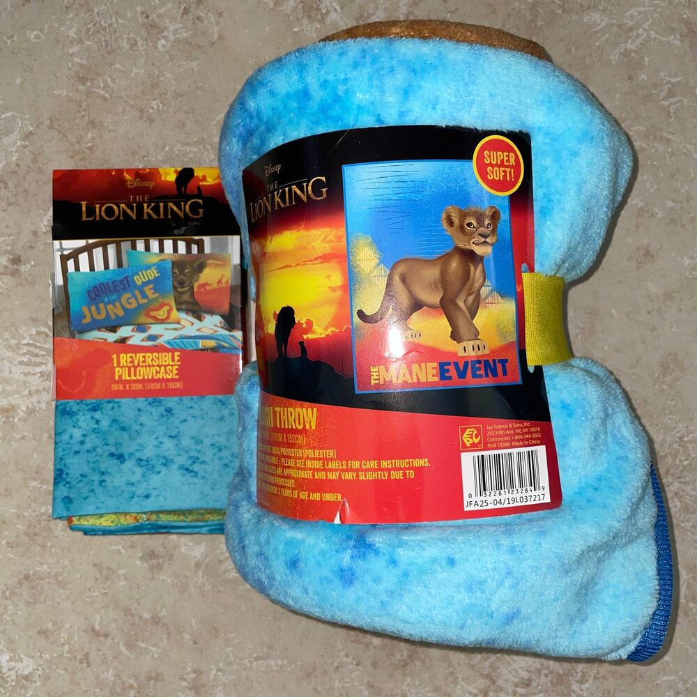 Disney Lion King Throw Blanket Mane Event & Reversible Pillowcase NEW